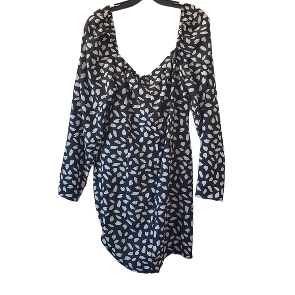 Pretty Little Thing Black White Seed Print Bow Tie Detail Sideslit Bodycon Dress - Picture 6 of 9